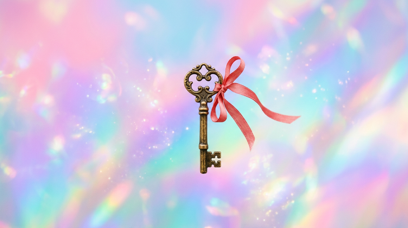 Sample clue: a key on a red ribbon