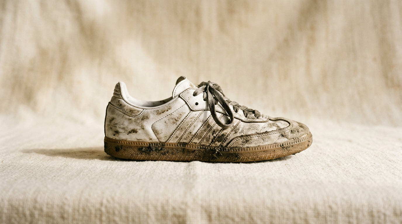 Sample clue: a muddy white trainer